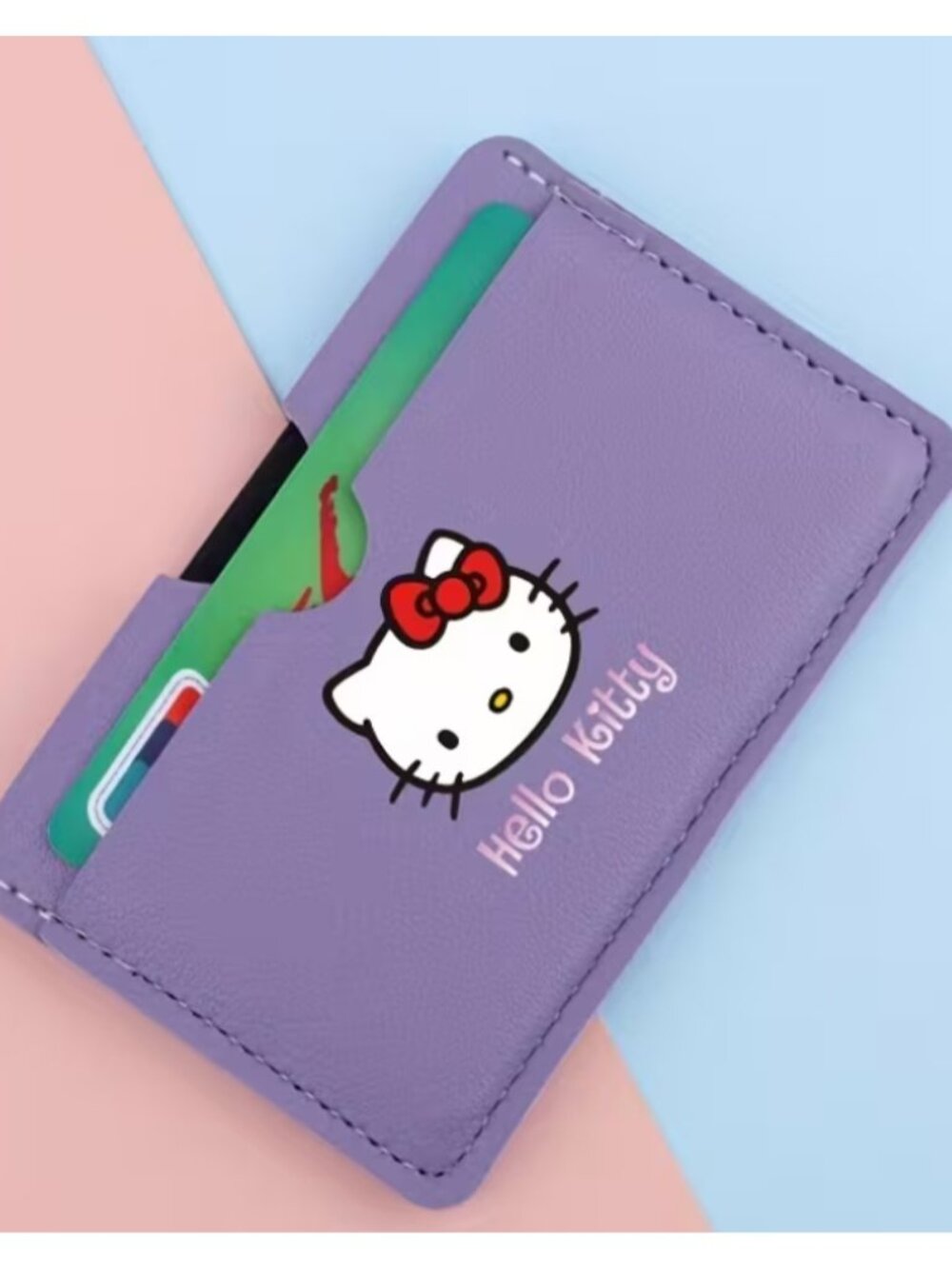 Hello Kitty Slim Card Holder Wallet Cute Purple Card Case Compact ID & Organizer